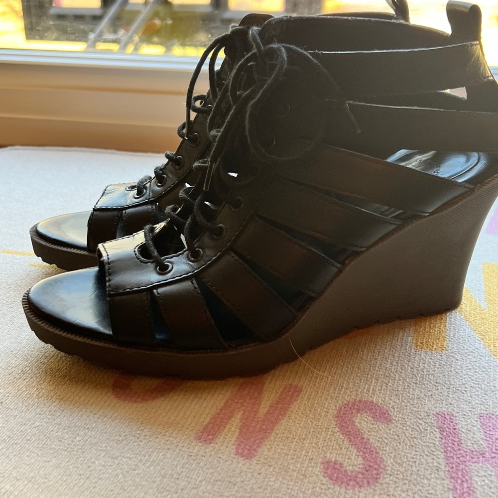 Dr. Martens lace up black wedges Docs size 7